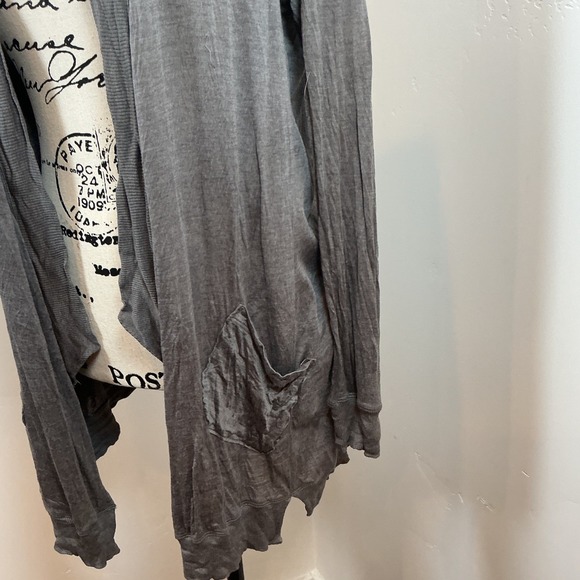 Eileen Fisher Silk Cotton Blend Lightweight Draped Cardigan L Charcoal Gray - Picture 3 of 6